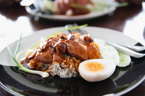 Babi Merah Dan Nasi Resep Makanan Thailand Yang Terkenal — Stok Foto