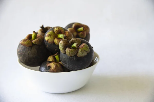 Frutas Populares Tailandesas Del Mangosteen Una Fruta Tropical Con Los — Foto de Stock