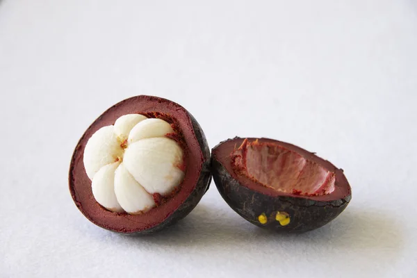 Frutas Populares Tailandesas Del Mangosteen Una Fruta Tropical Con Los — Foto de Stock