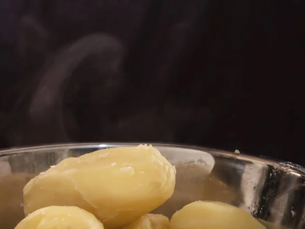 Gekookte Aardappel Bereiden Het Maken Van Voedsel Aardappel Koken Achtergrond — Stockfoto