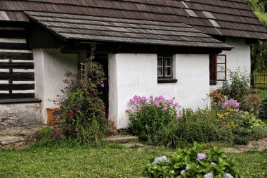 Veranda tarihi binanın çiçek bahçesi ile