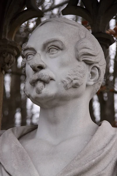 Λεπτομέρεια από το μαρμάρινο άγαλμα του άντρα με φαβορίτες — Φωτογραφία Αρχείου