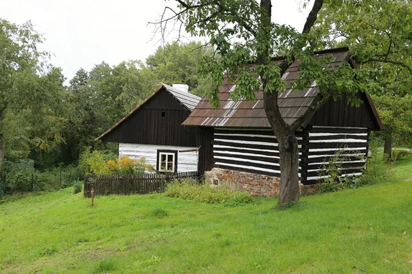 Par de casas de madeira no gramado grande — Fotografia de Stock