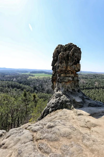 Wieża Geologiczna Capska Palice Piaskowcu Słoneczny Letni Dzień — Zdjęcie stockowe