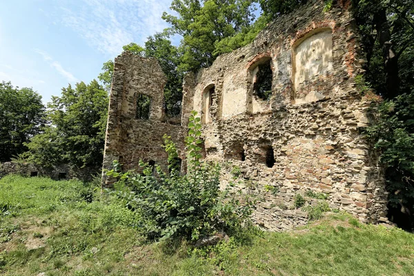 Vieux Château Vikstejn Ruiné Murs Palais Avec Fenêtres Trous Porte — Photo