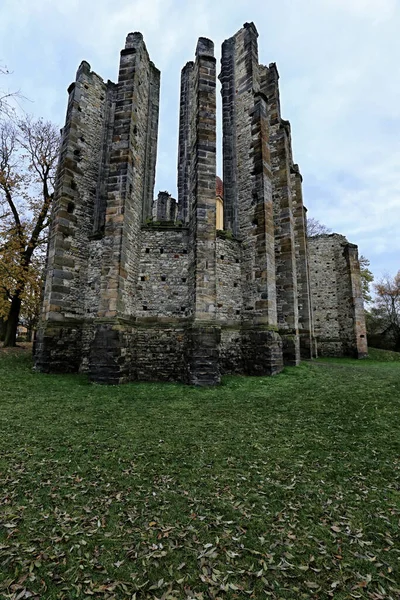 Ruines Monastère Médiéval Panensky Tynec Jour Automne — Photo