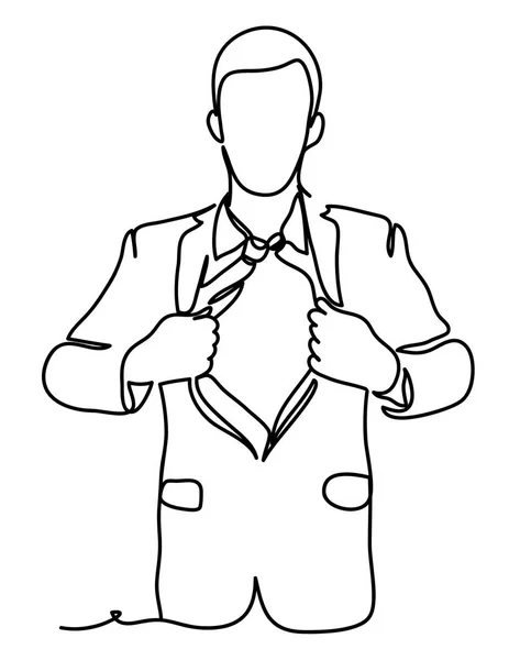 Homme Affaires Déchirant Chemise Illustration Concept Entreprise Dessin Continu Isolé — Image vectorielle