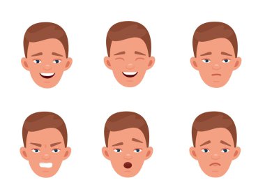 Duygusal delikanlı. Üniversite öğrencisi, genç. Vektör karikatür tasarım illüstrasyon izole beyaz arka plan üzerinde.