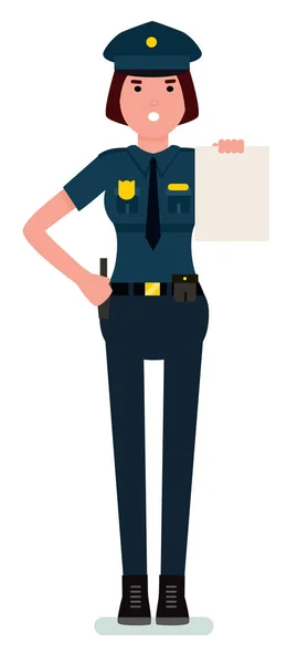 Officier Police Avec Liste Illustration Personnages Vectoriels Bande Dessinée — Image vectorielle