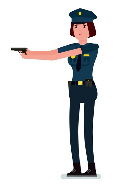 Police Officer Hand Gun His Hands Policewoman Gun Job Vector — Stock Vector