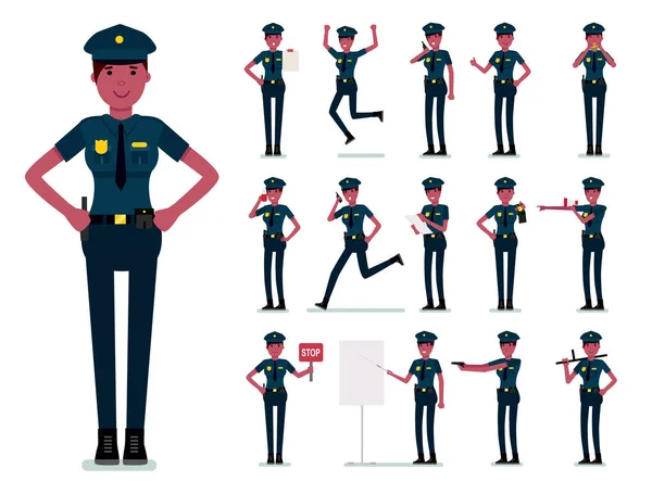 Diseño Vectorial Creación Personajes Policewoman Oficial Policía Africana Ilustración Diseño — Archivo Imágenes Vectoriales