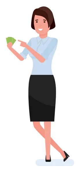 Femme Affaires Avec Argent Sur Fond Blanc Illustration Personnages Vectoriels — Image vectorielle