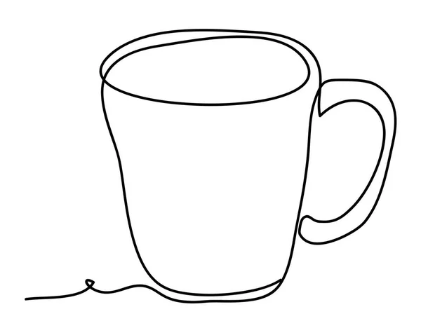 Чашка Чая Векторная Иллюстрация Изолированы Белом Фоне Непрерывный Рисунок Линии — стоковый вектор
