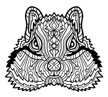 Sincap boyama kitabı için çizilen illüstrasyon vektör ver. Zentangle tarzı çiçek elemanları ile beyaz arka planda siyah çizgi sanat etnik retro tasarımı