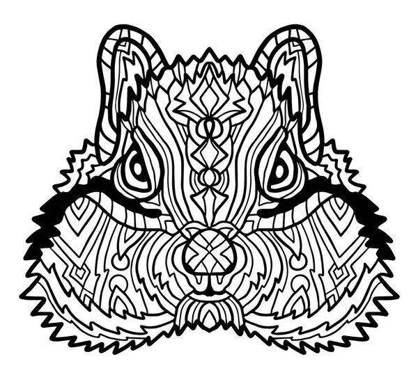 Wektor Ilustracja Chipmunk Kolorowanka Etniczne Styl Retro Zentangle Stylu Elementami — Wektor stockowy