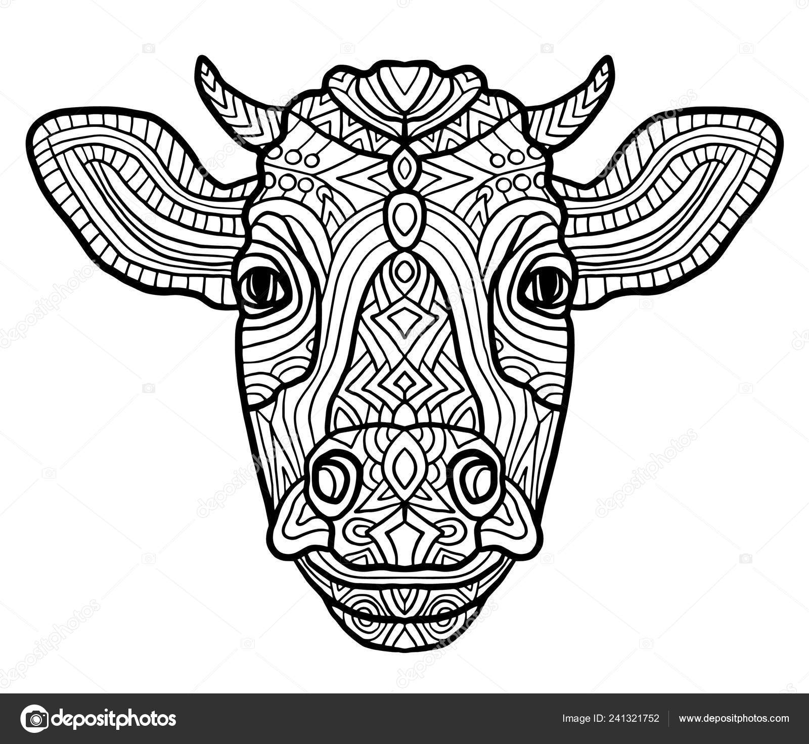 photo Animal Zen Coloring Pages adult coloring page cow zen art style zoo animal ethnic stock vector royalty free vector image by c aleancher 241321752