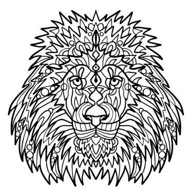 Büyük bir yele ile bir aslan Başkanı. Antistress meditasyon renklendirme. Oklar, şeritler, ölçekler, satırları. Logo, forması yazdırma.