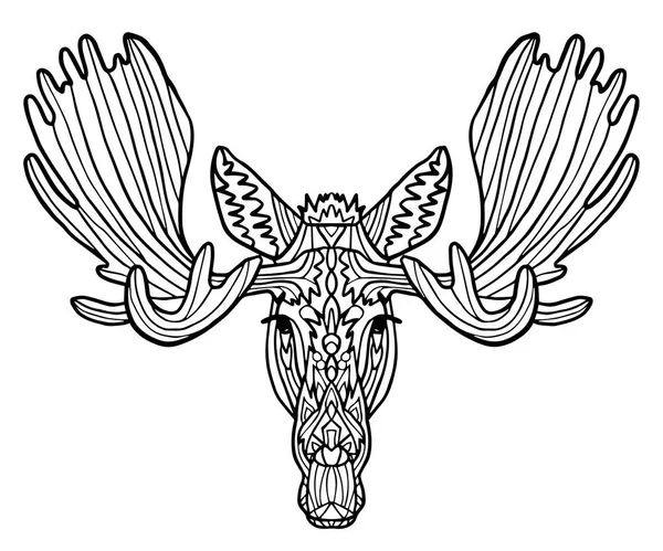 Zentagl Zenart Doodling Elk Vector Style Art Zen Zoo Animal — Image vectorielle
