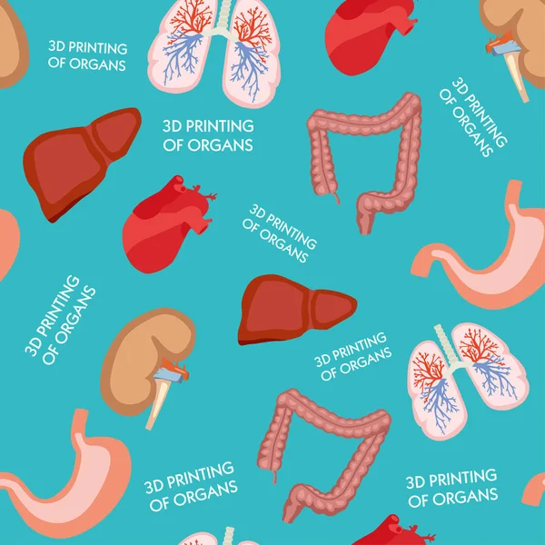 Emberi Szervek Varrat Nélküli Mintát Fogalma Bioprinting Szövetek Szervek Piros — Stock Vector