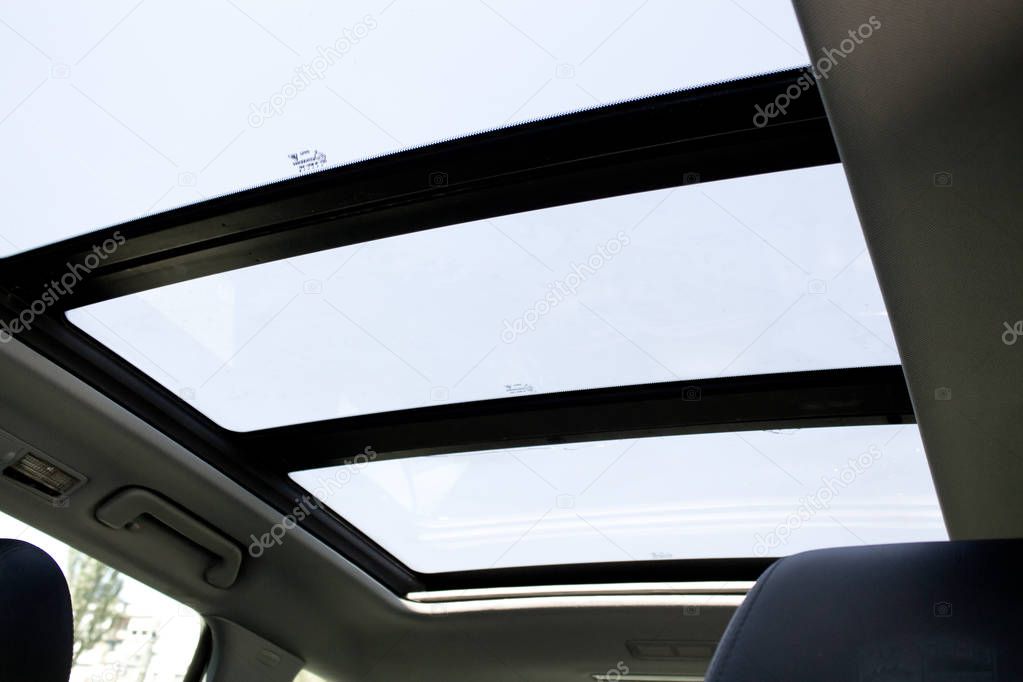 modern car sunroof closeup