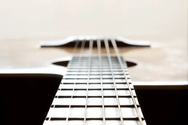 Fragment Acoustic Guitar Closeup Shot — Stock Photo, Image