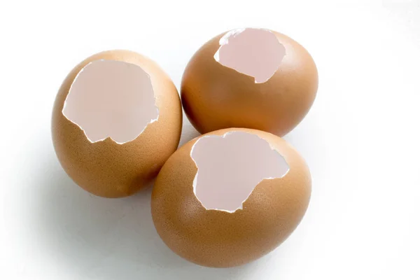 cracked eggs shell isolated on white background