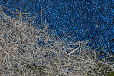 Şablon için çift desenli saman ve mavi kaplama boş