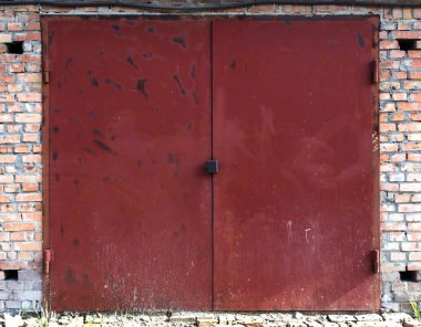 eski metal depo kapısı, hangar, yüksek çözünürlüklü fotoğraf