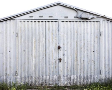 eski metal depo kapısı, hangar, yüksek çözünürlüklü fotoğraf
