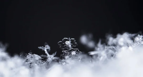 Serpihan Salju Salju Gambar Dibuat Pada Suhu — Stok Foto