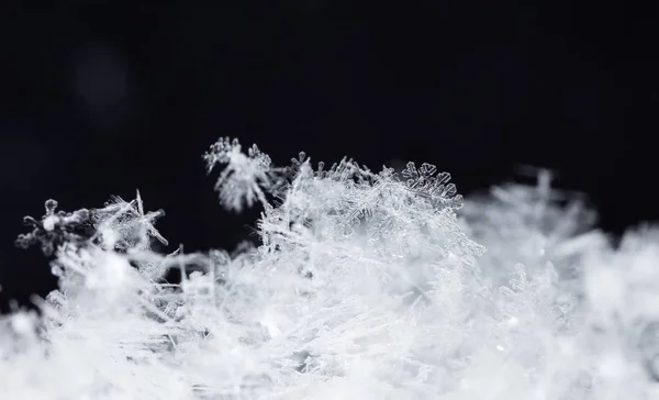 Sneeuwvlokken Sneeuw Foto Gemaakt Bij Een Temperatuur Van — Stockfoto