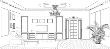 iç kontur görselleştirme, 3d illüstrasyon, kroki, anahat