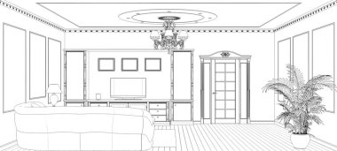 iç kontur görselleştirme, 3d illüstrasyon, kroki, anahat