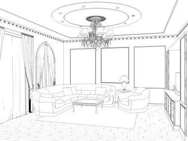 iç kontur görselleştirme, 3d illüstrasyon, kroki, anahat