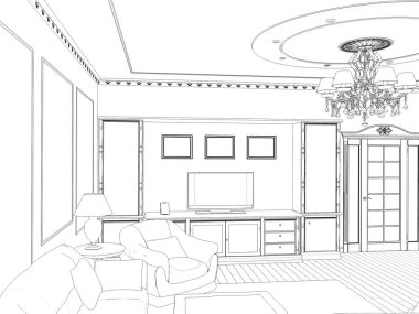 iç kontur görselleştirme, 3d illüstrasyon, kroki, anahat