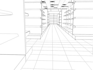 iç kontur görselleştirme, 3d illüstrasyon, kroki, anahat