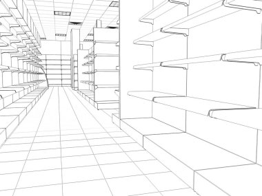 iç kontur görselleştirme, 3d illüstrasyon, kroki, anahat