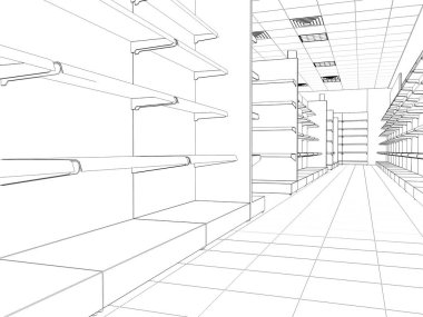 iç kontur görselleştirme, 3d illüstrasyon, kroki, anahat