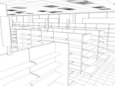 iç kontur görselleştirme, 3d illüstrasyon, kroki, anahat