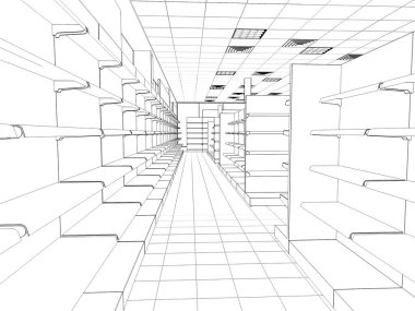 iç kontur görselleştirme, 3d illüstrasyon, kroki, anahat