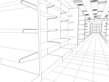 iç kontur görselleştirme, 3d illüstrasyon, kroki, anahat