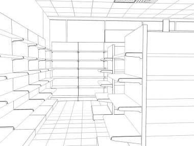 iç kontur görselleştirme, 3d illüstrasyon, kroki, anahat