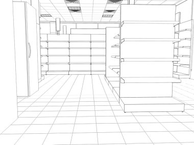 iç kontur görselleştirme, 3d illüstrasyon, kroki, anahat