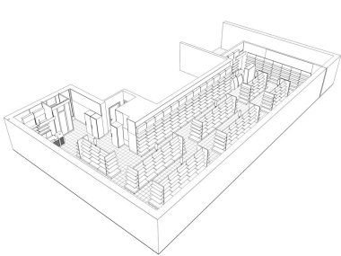 iç kontur görselleştirme, 3d illüstrasyon, kroki, anahat