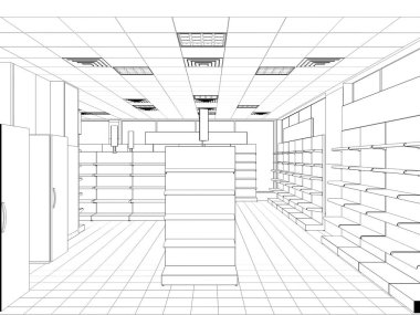 iç kontur görselleştirme, 3d illüstrasyon, kroki, anahat