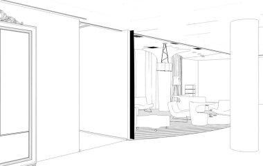 iç kontur görselleştirme, 3d illüstrasyon, kroki, anahat