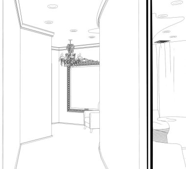 iç kontur görselleştirme, 3d illüstrasyon, kroki, anahat