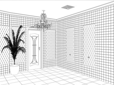 iç kontur görselleştirme, 3d illüstrasyon, kroki, anahat