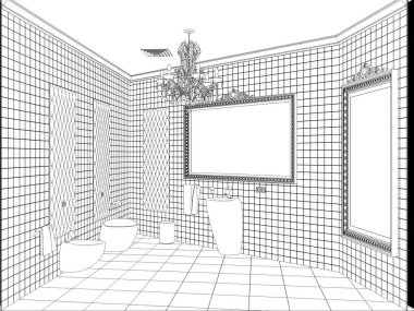 iç kontur görselleştirme, 3d illüstrasyon, kroki, anahat