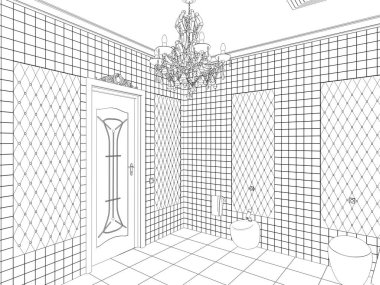 iç kontur görselleştirme, 3d illüstrasyon, kroki, anahat